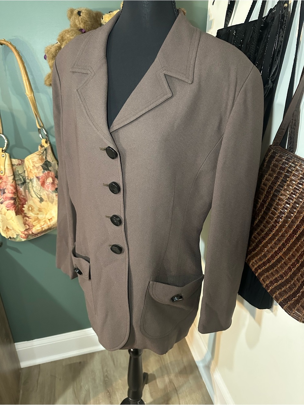 Vintage 90s Christian Dior Tailored Blazer Made in USA Taupe - Picture 7 of 7